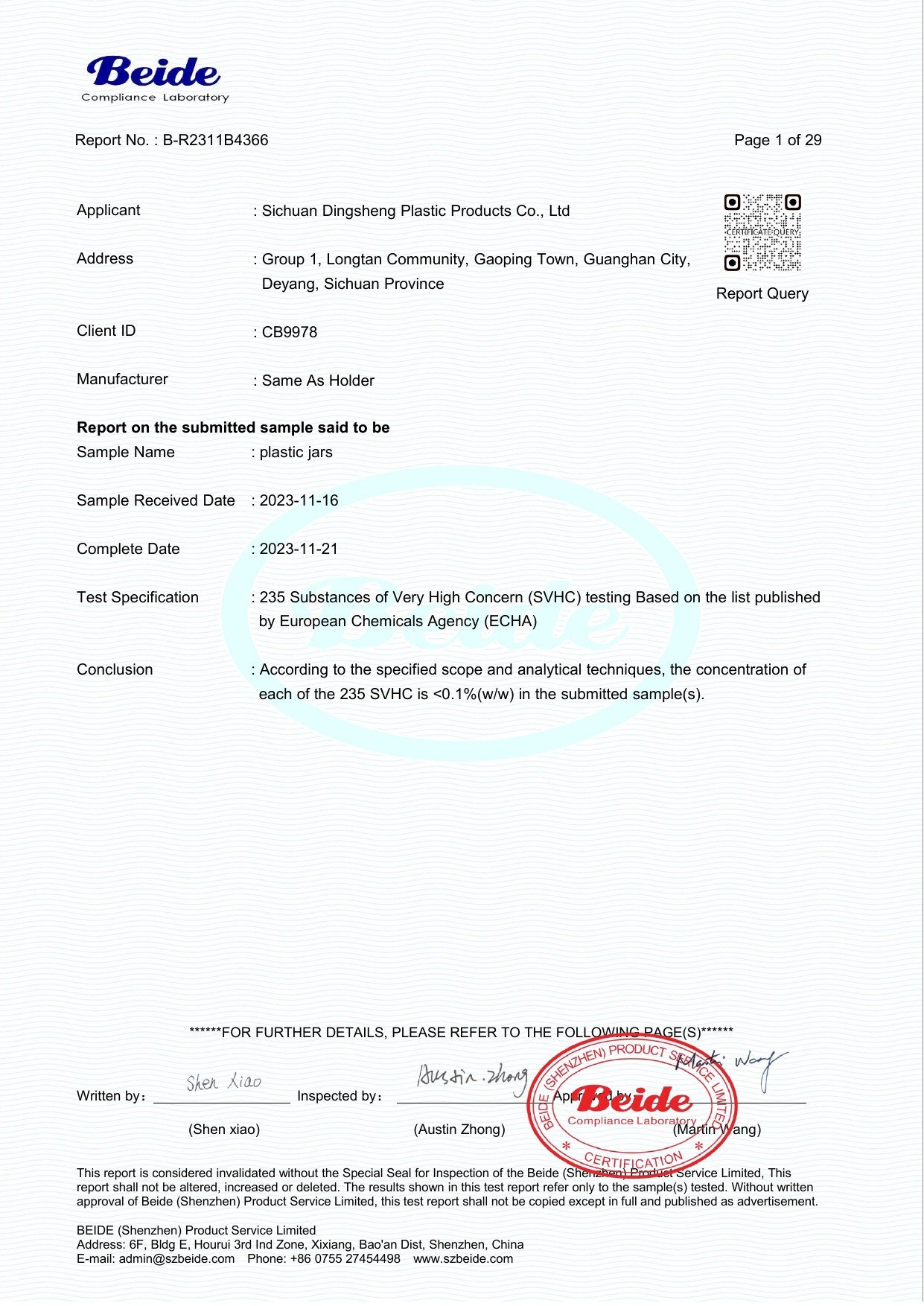 REACH 235 Substance Report