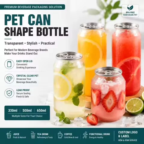Custom Logo PET Can Bottle 330ml / 500ml