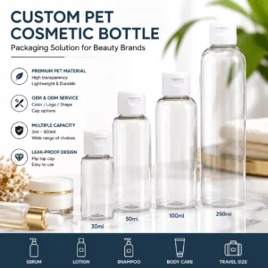 PET Cosmetic Bottle with Flip-Top Cap